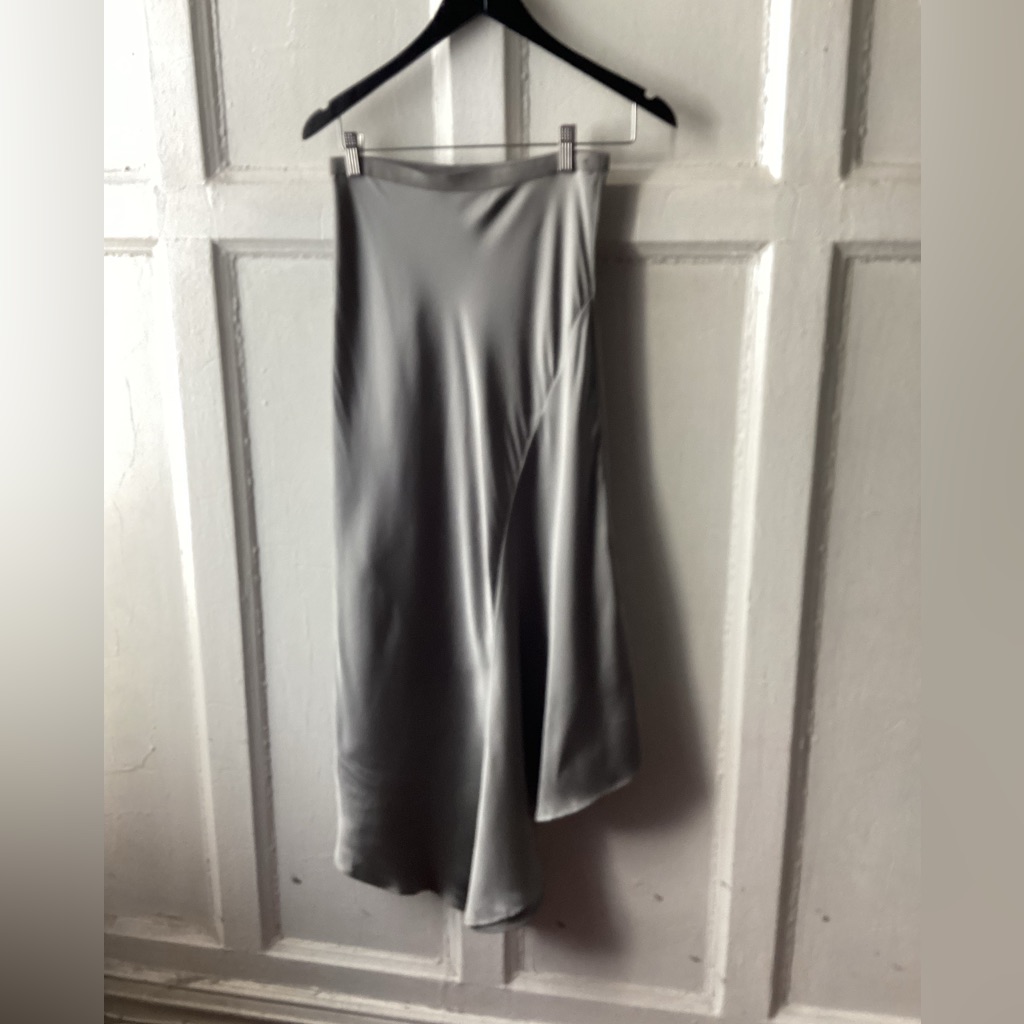 Anine Bing Silver Asymmetrical Maxi Skirt Cocktail